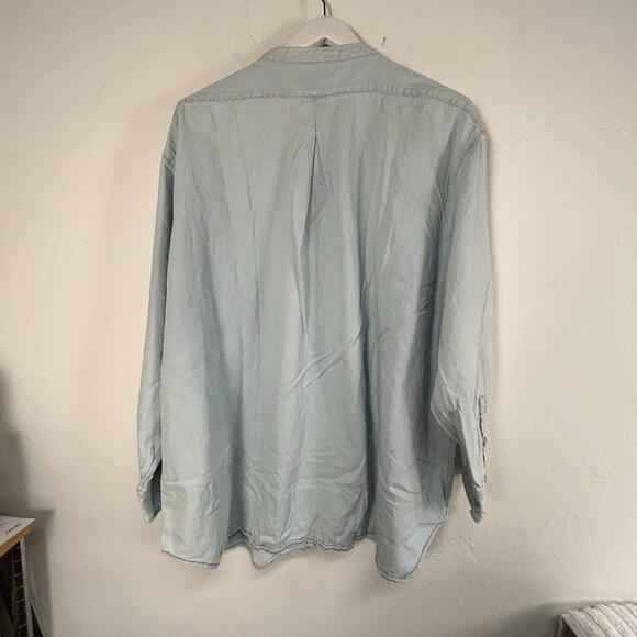 Venezia Jeans Womens Light Wash Denim Long Sleeve Button-Down Shirt Blue Casual - Picture 2 of 6